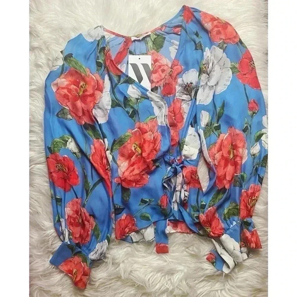 Parker Blue Floral Silk Blouse - Picture 4 of 10